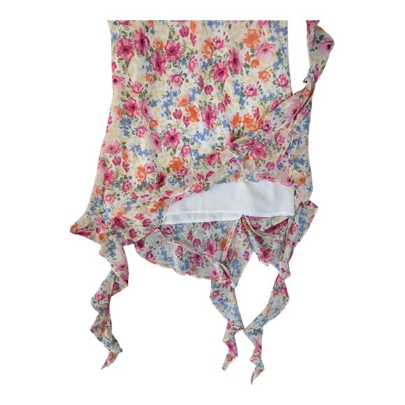 Jessica Simpson Floral Hanky Hem Dress XL Asymmetric Spaghetti Strap Slip Lined - Picture 6 of 11